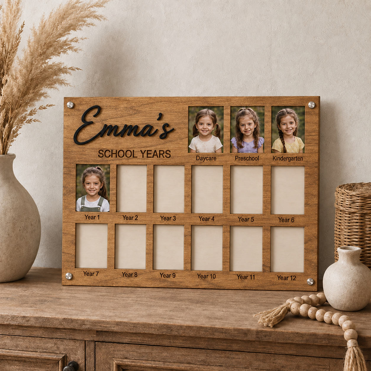 Personalized School Years Photo Frame  | Newborn to 12th Grade Memory Keepsake