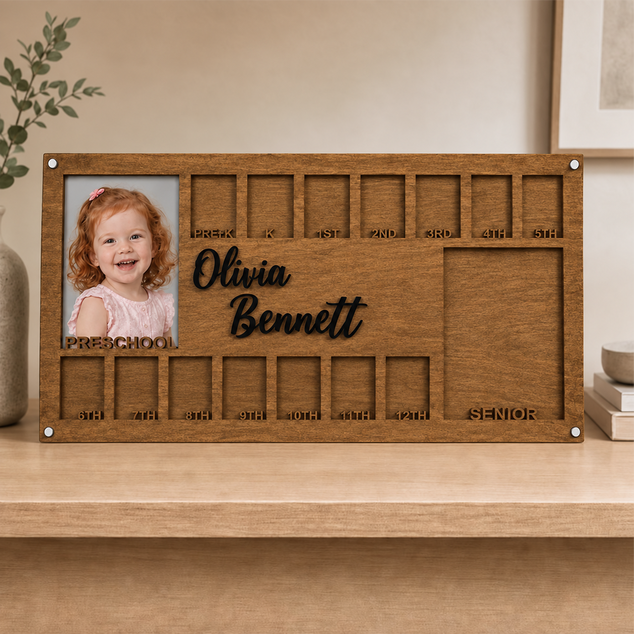 🛍️Personalized School Years Photo Frame | Preschool to Senior Graduation Wooden Keepsake