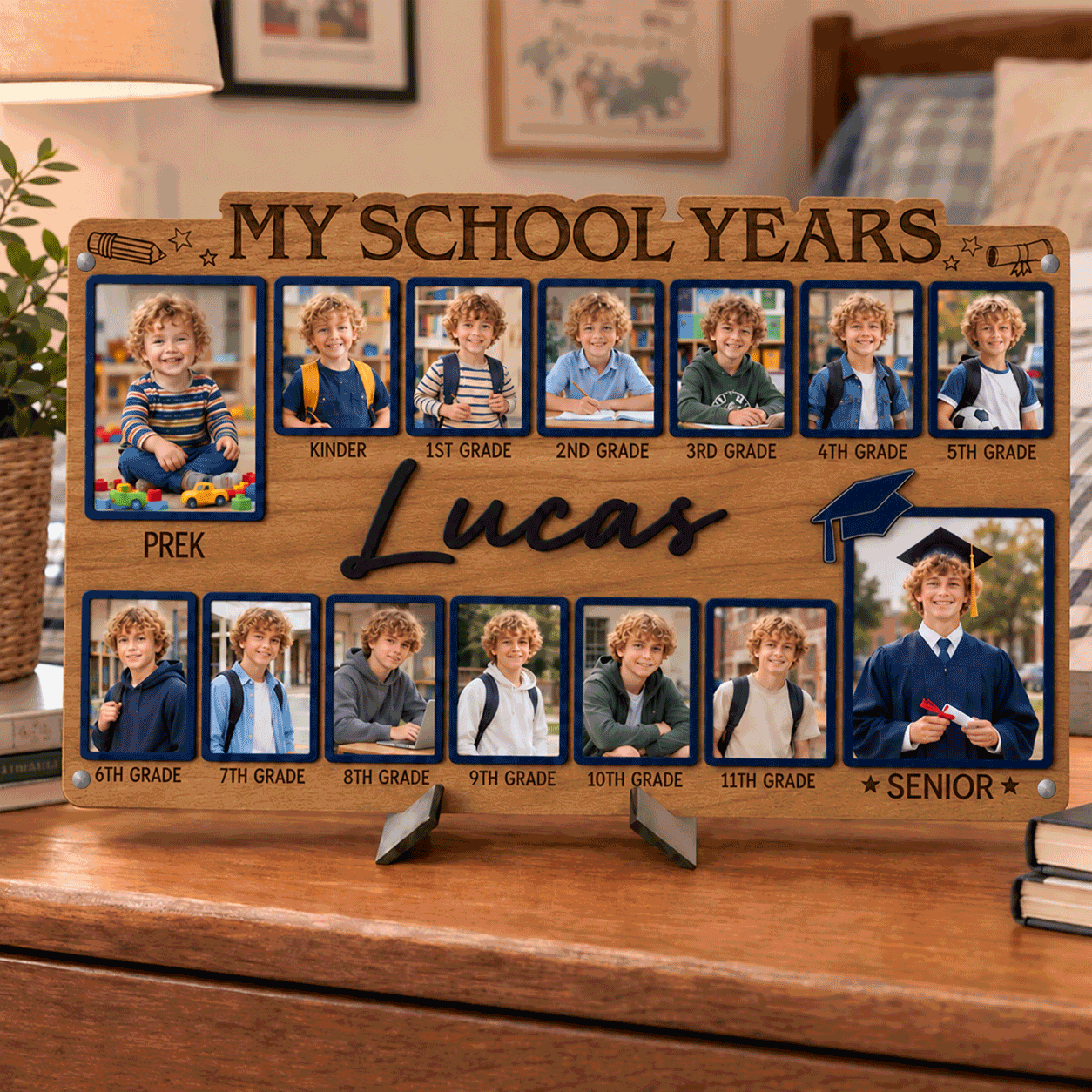 🎒Personalized School Years Photo Frame  |  Watch Them Grow from Pre-K to Senior