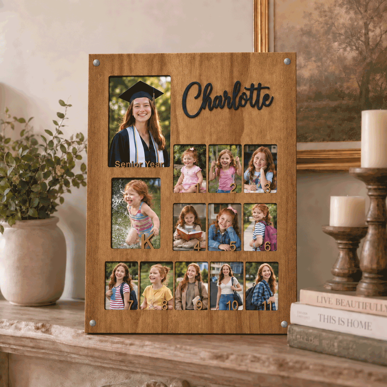 🎓 Personalized K–12 School Years Photo Frame  | Custom Name & Graduation Year  Picture Collage