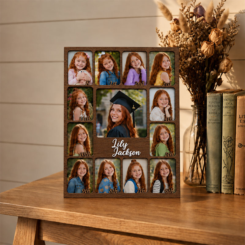 🎓 Personalized Kindergarten-to-Graduation Photo Frame  |   K–12 Childhood Growth Keepsake for Girls & Boys