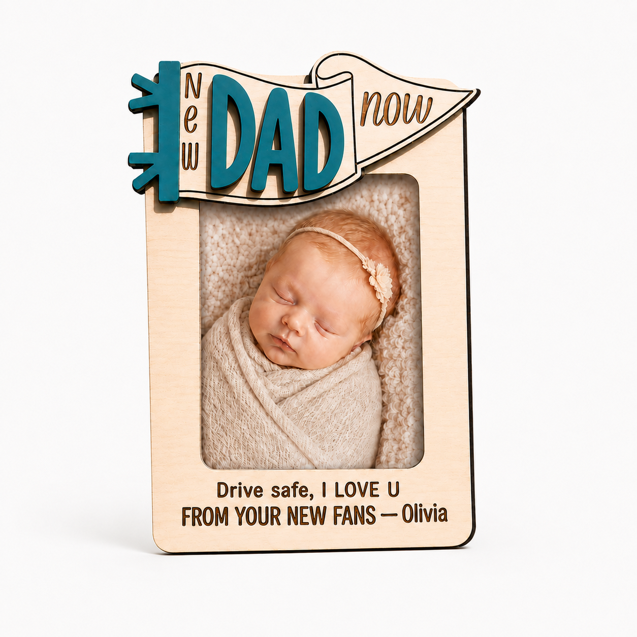 🍼 Personalized New Mom & New Dad Car Visor Photo Frame | Custom Baby Photo “Drive Safe”