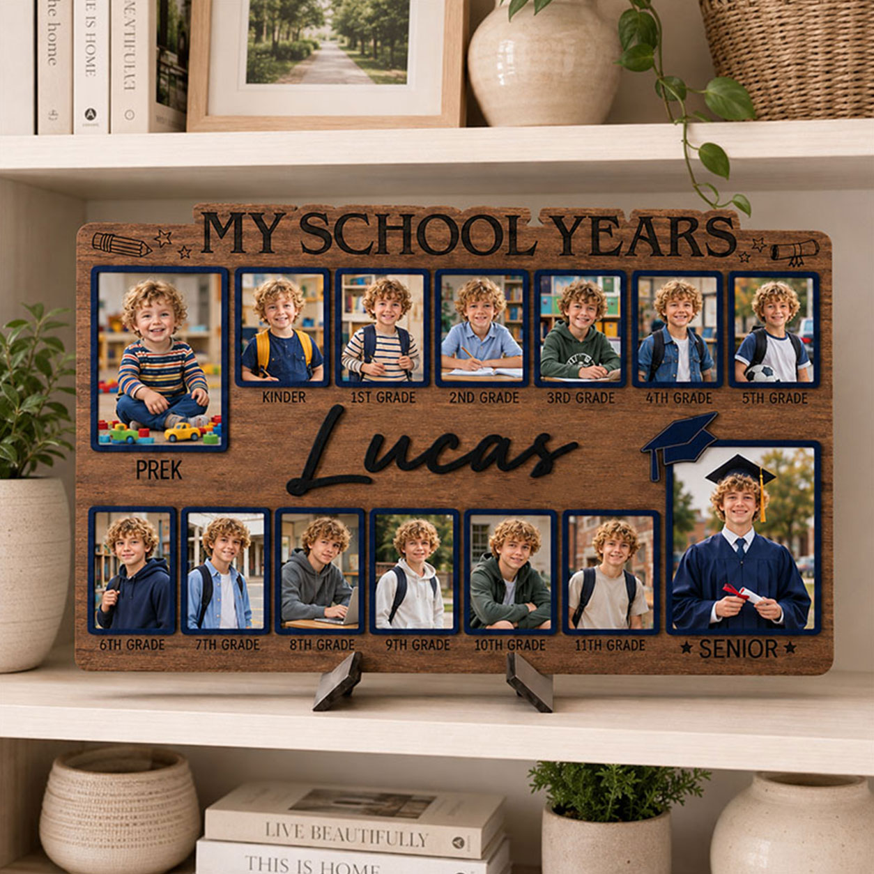 🎒Personalized School Years Photo Frame  |  Watch Them Grow from Pre-K to Senior