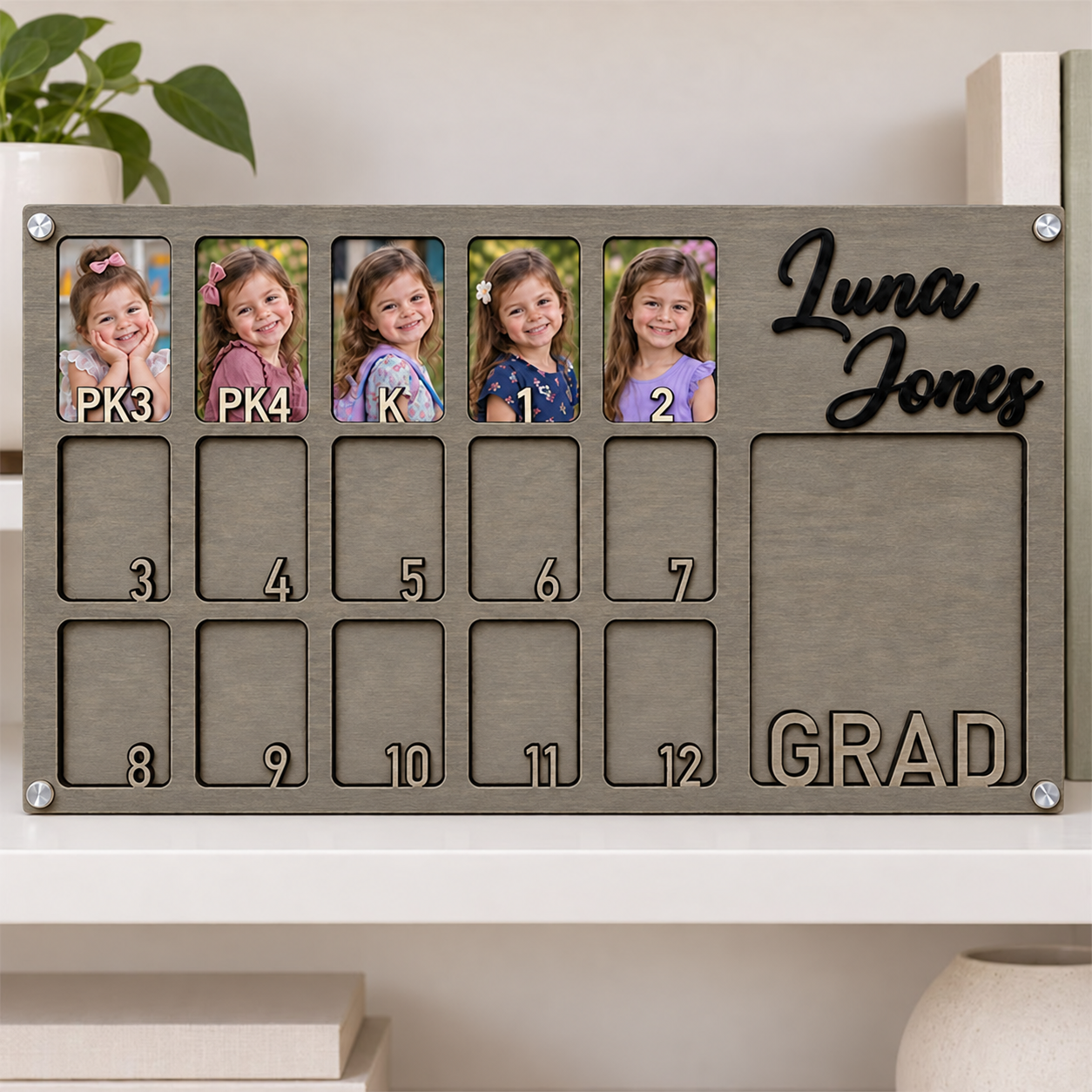 🌷Personalized Preschool to Graduation Photo Frame | PK3 PK4 Kindergarten to 12th Grade Growth Picture Frame