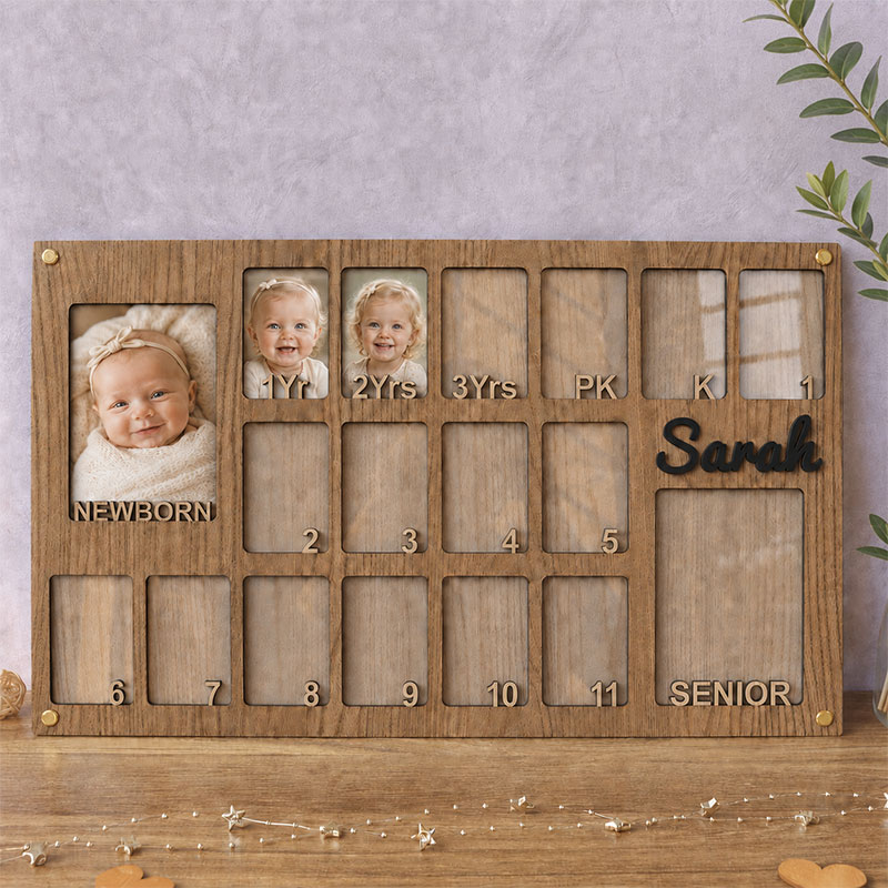 🎓 Personalized Baby to Graduation Photo Frame  | Newborn to Senior Year School Memory Keepsake