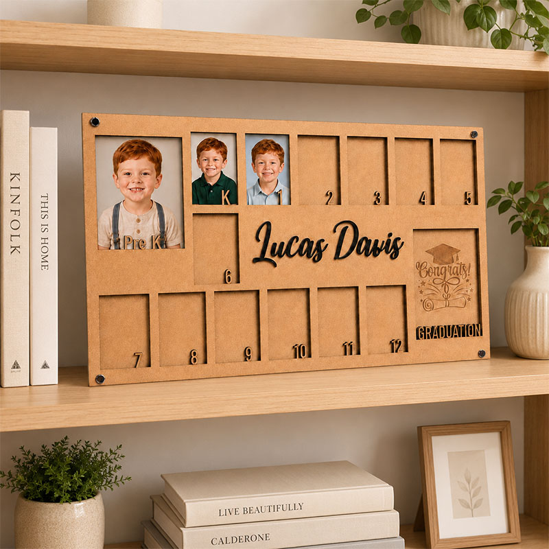 🎓Personalized School Years Photo Frame | Pre-K to 12th Grade Wooden Growth Keepsake with Custom Name