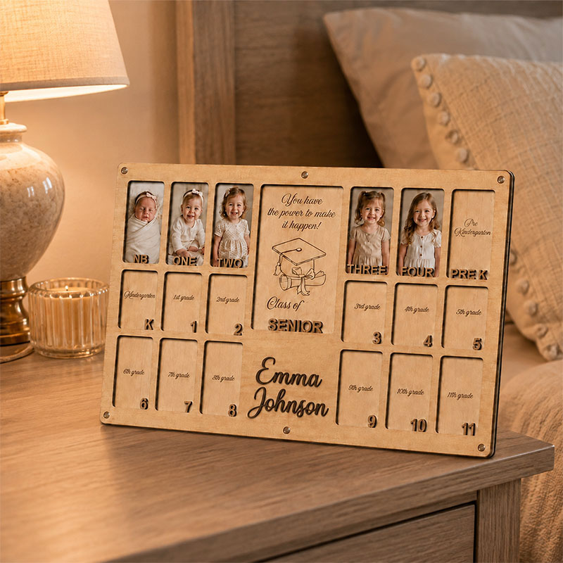 🎓 Personalized School Years Photo Frame | Newborn to Graduation Memory Keepsake