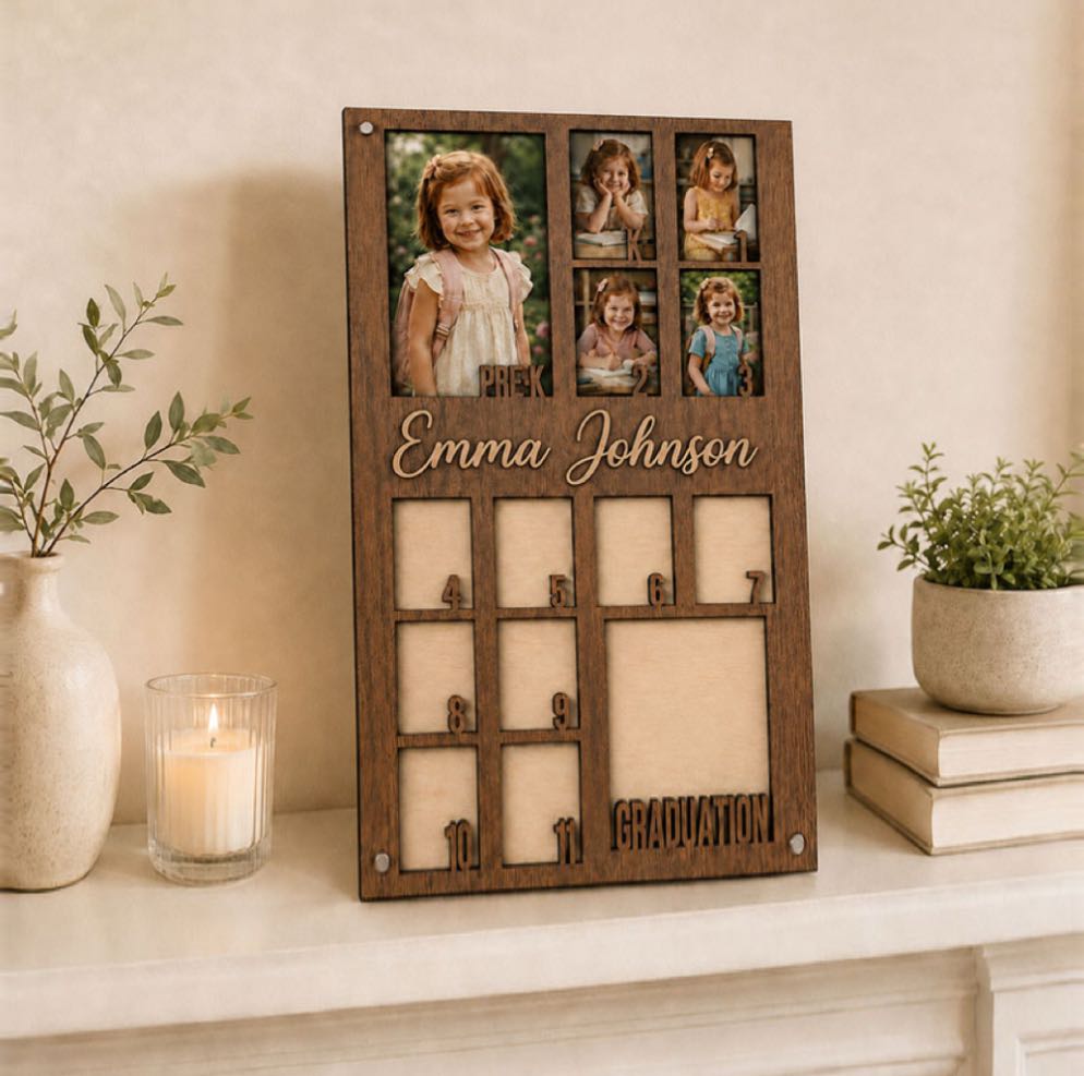 🏫Personalized School Years Photo Frame  |  Custom Name Memory Display from Pre-K to Graduation