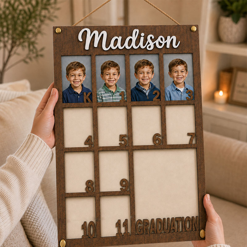 🎓 Personalized School Years Photo Frame  | Kindergarten to Graduation Wall Display