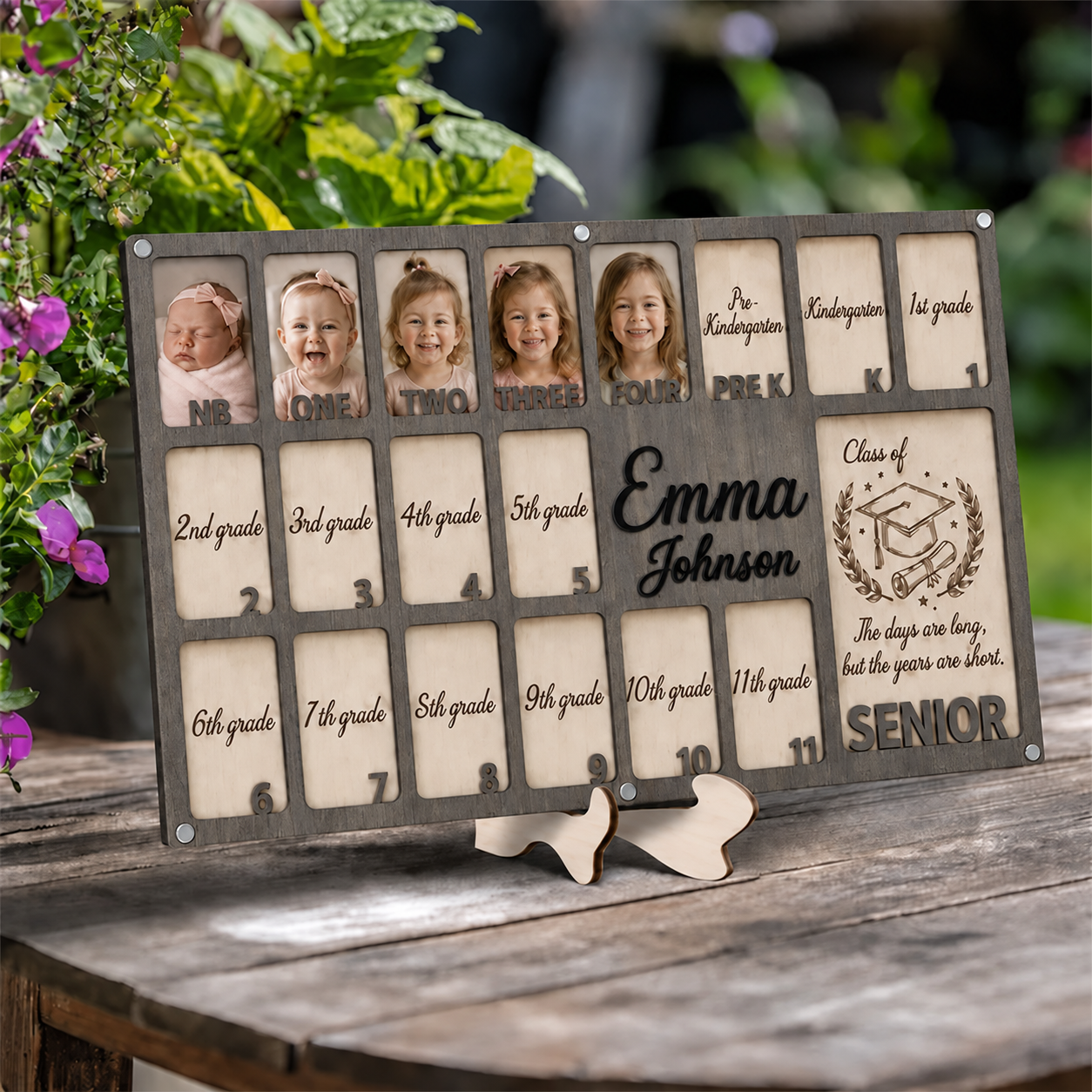 🎓Custom School Years Photo Frame  |  Personalized Wooden K-12 Photo Board