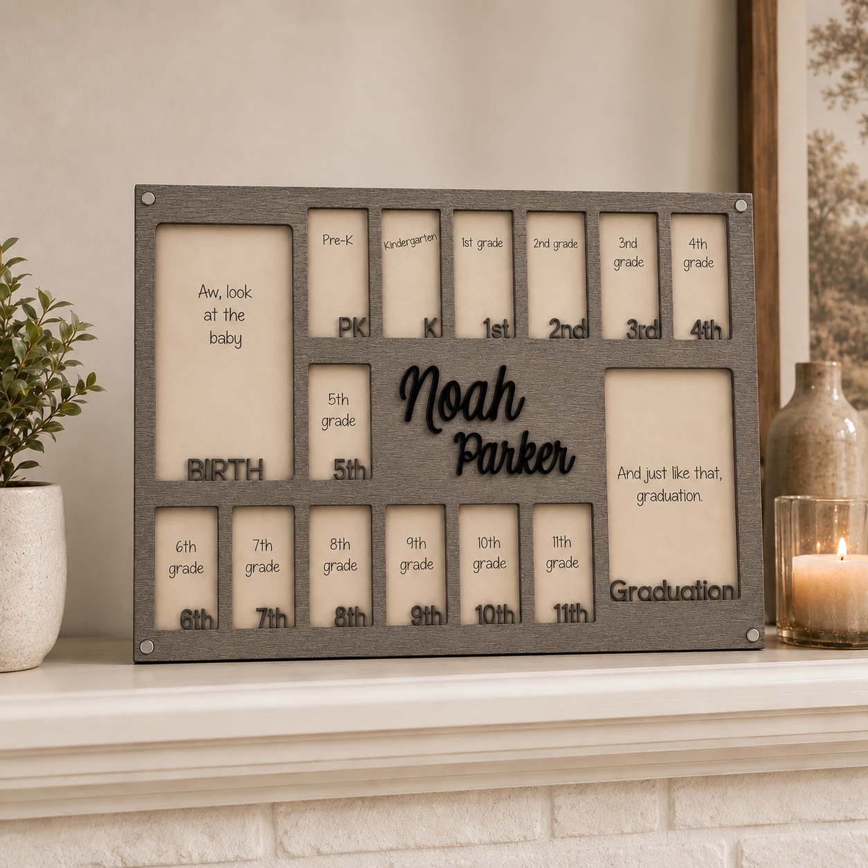 🎓Personalized School Years Photo Frame  |  Birth to Graduation Memory Display with Custom Name