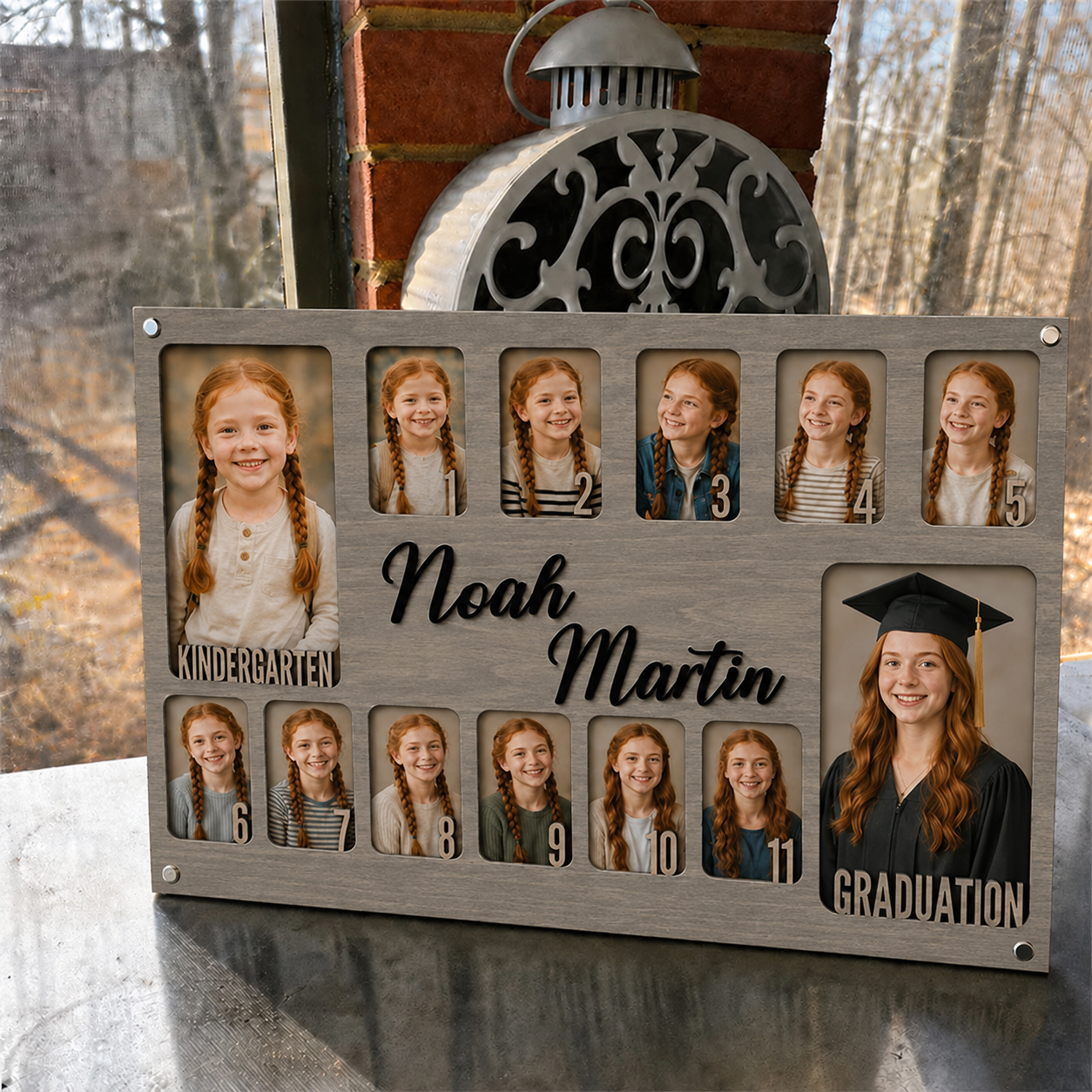 📚 Personalized School Years Photo Frame  |  Custom Name Wooden Childhood Keepsake