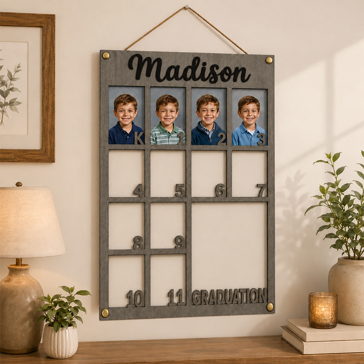 🎓 Personalized School Years Photo Frame  | Kindergarten to Graduation Wall Display