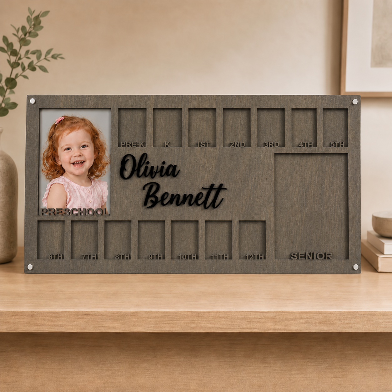 🛍️Personalized School Years Photo Frame | Preschool to Senior Graduation Wooden Keepsake