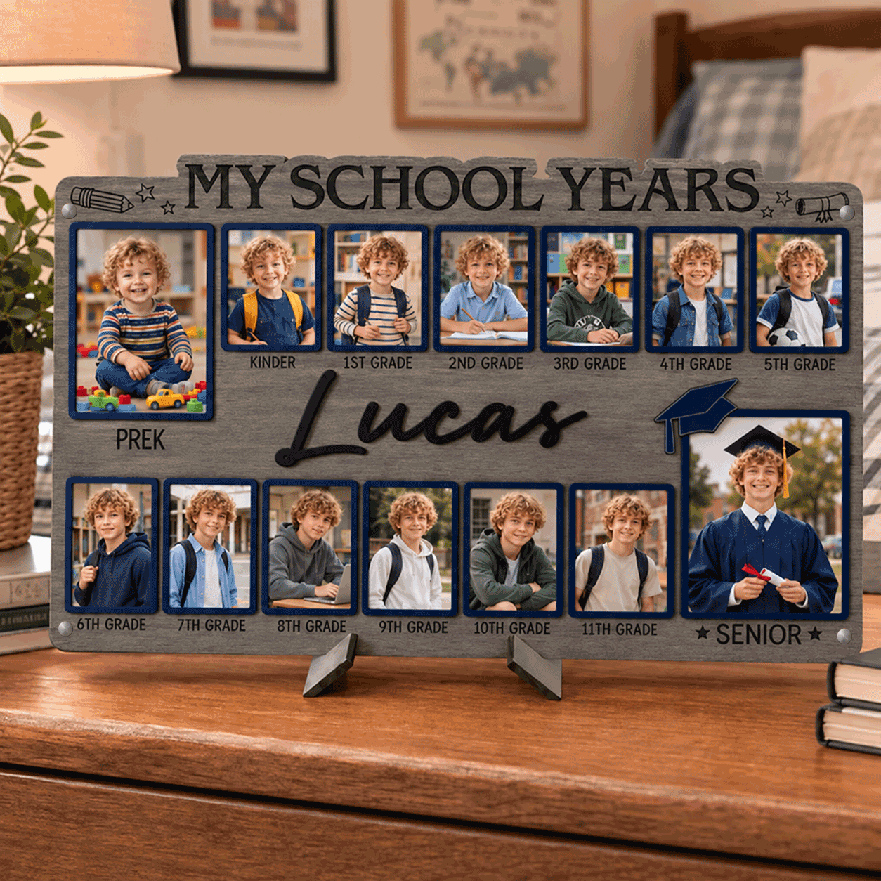 🎒Personalized School Years Photo Frame  |  Watch Them Grow from Pre-K to Senior