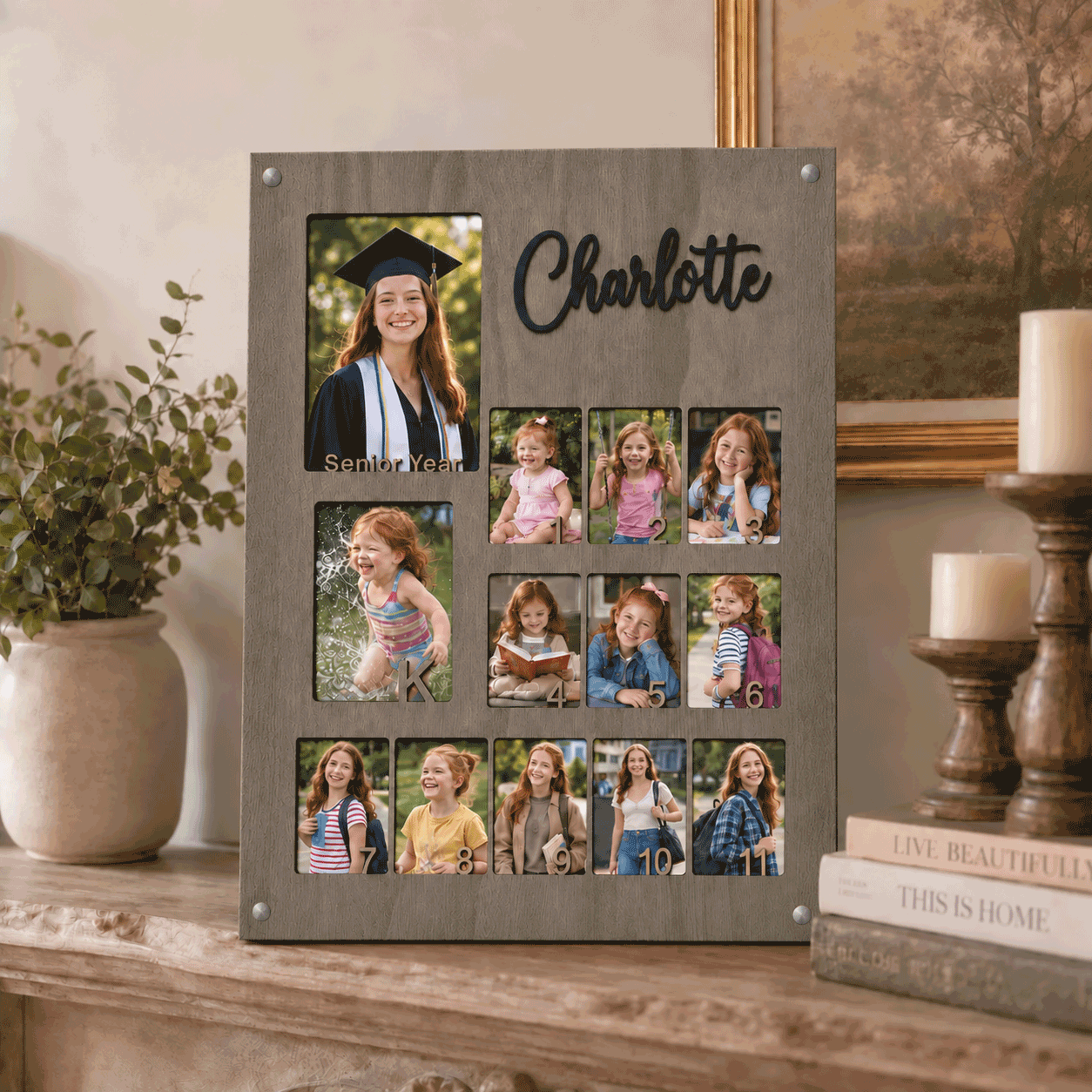 🎓 Personalized K–12 School Years Photo Frame  | Custom Name & Graduation Year  Picture Collage