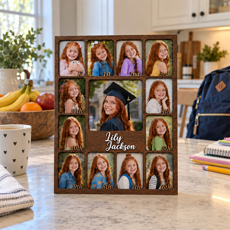 🎓 Personalized Kindergarten-to-Graduation Photo Frame  |   K–12 Childhood Growth Keepsake for Girls & Boys