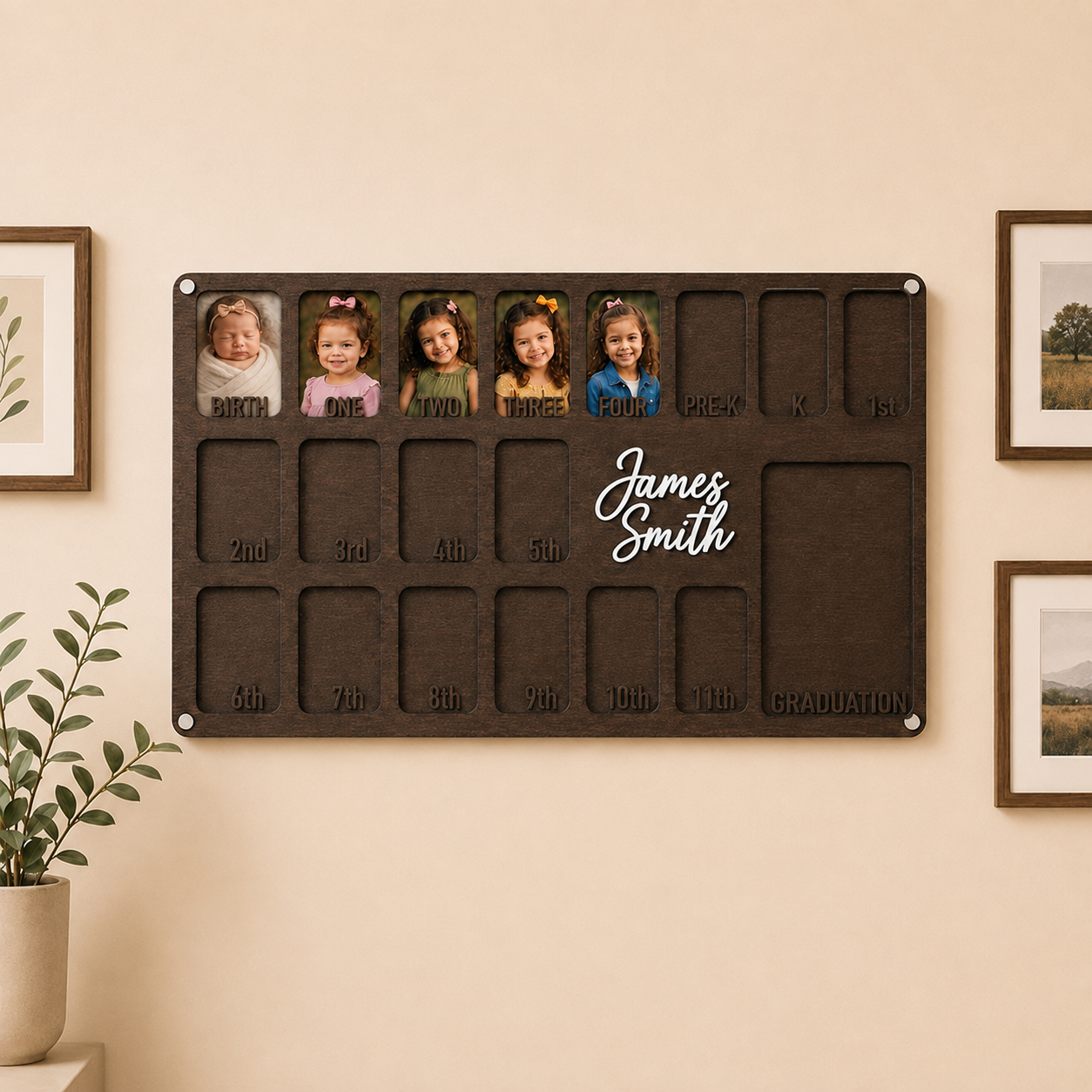 🖼️Personalized School Years Photo Frame  | Birth to Graduation Wooden Keepsake Frame