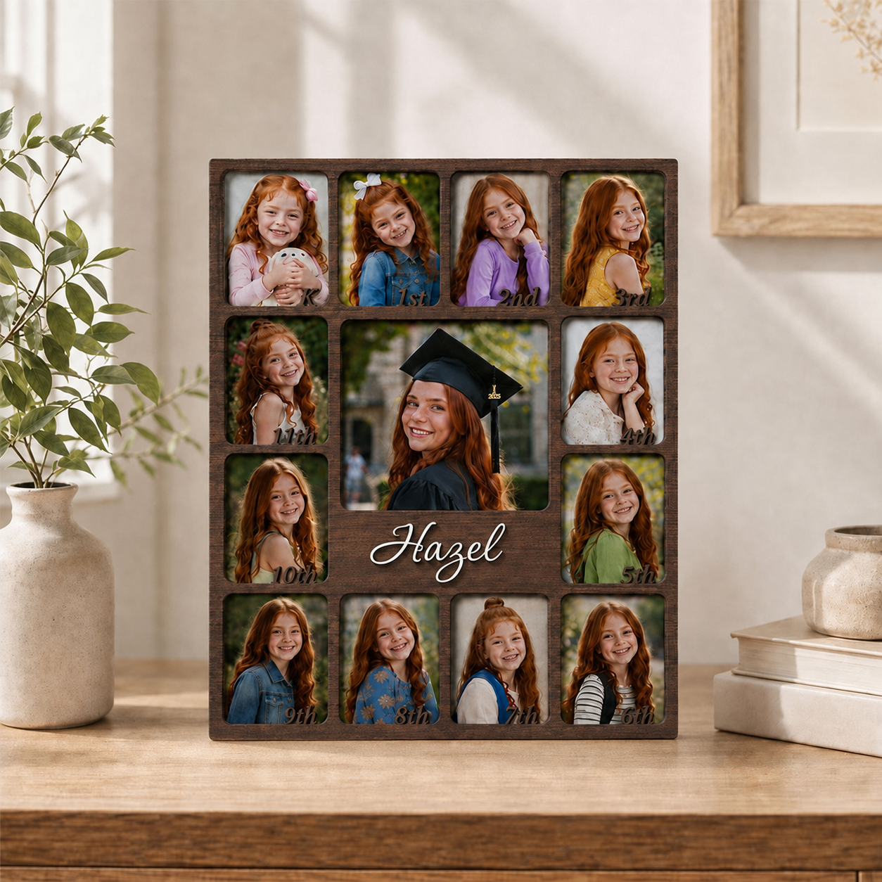 🎓 Personalized Kindergarten-to-Graduation Photo Frame  |   K–12 Childhood Growth Keepsake for Girls & Boys
