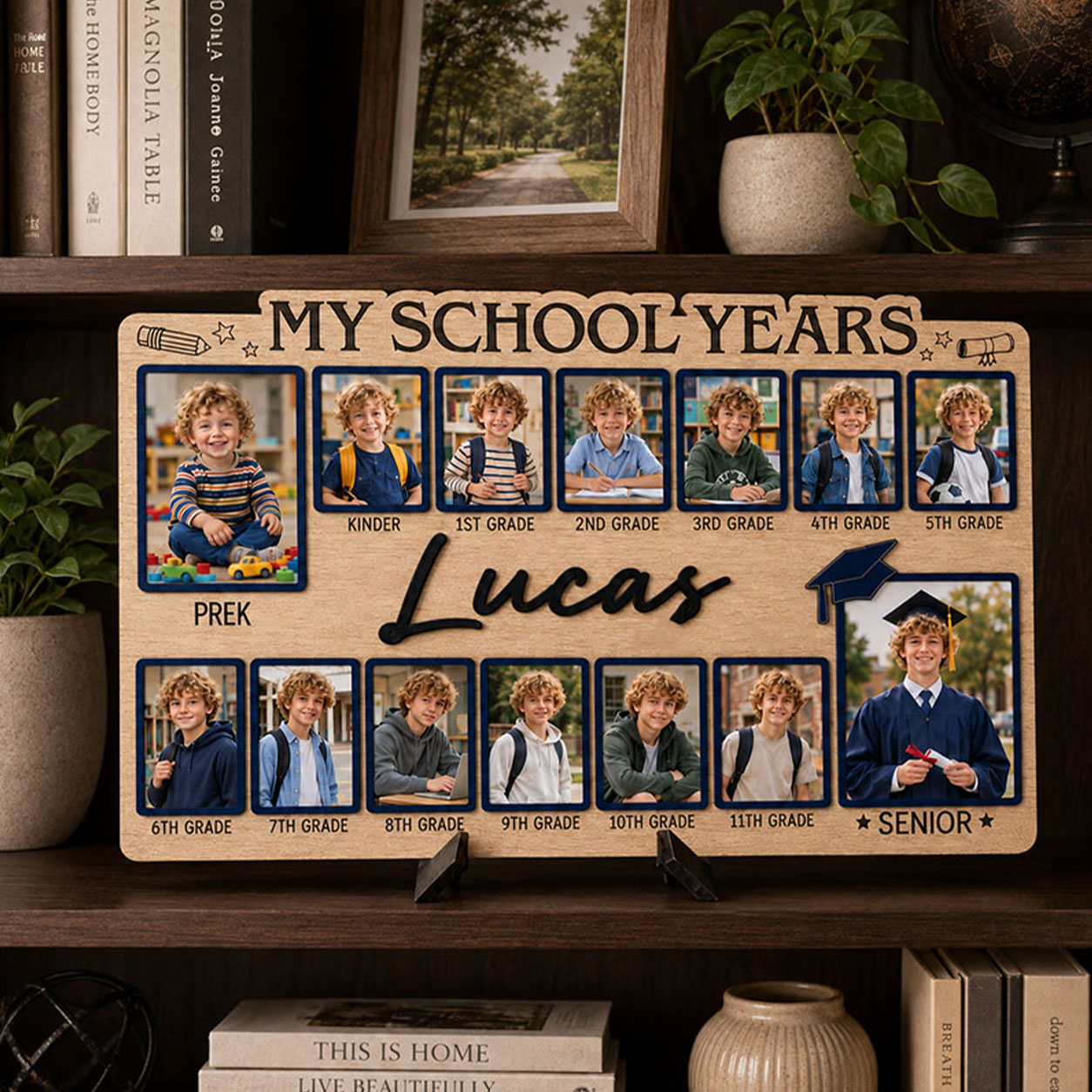 🎒Personalized School Years Photo Frame  |  Watch Them Grow from Pre-K to Senior