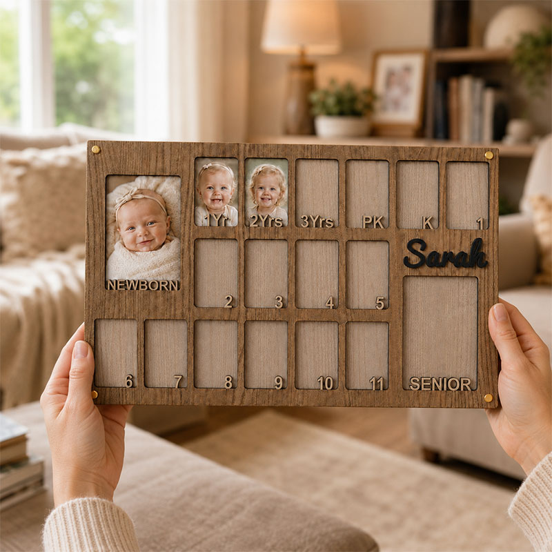 🎓 Personalized Baby to Graduation Photo Frame  | Newborn to Senior Year School Memory Keepsake