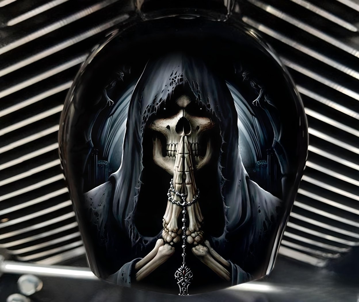 🔥COWBELL HORN COVER-Scrollwork Skulls