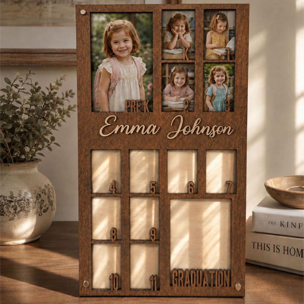 🏫Personalized School Years Photo Frame  |  Custom Name Memory Display from Pre-K to Graduation