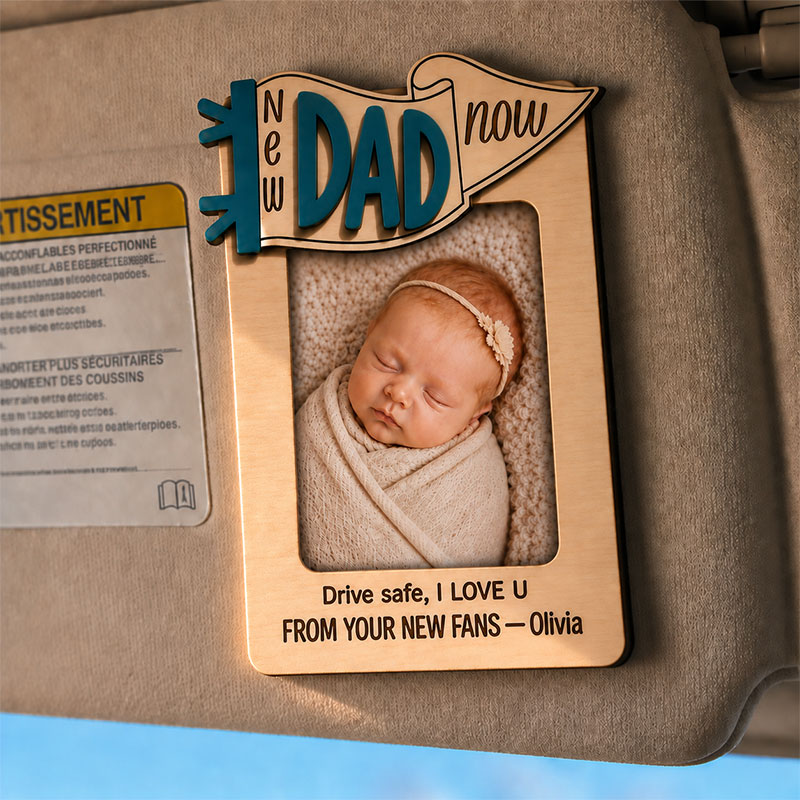 🍼 Personalized New Mom & New Dad Car Visor Photo Frame | Custom Baby Photo “Drive Safe”