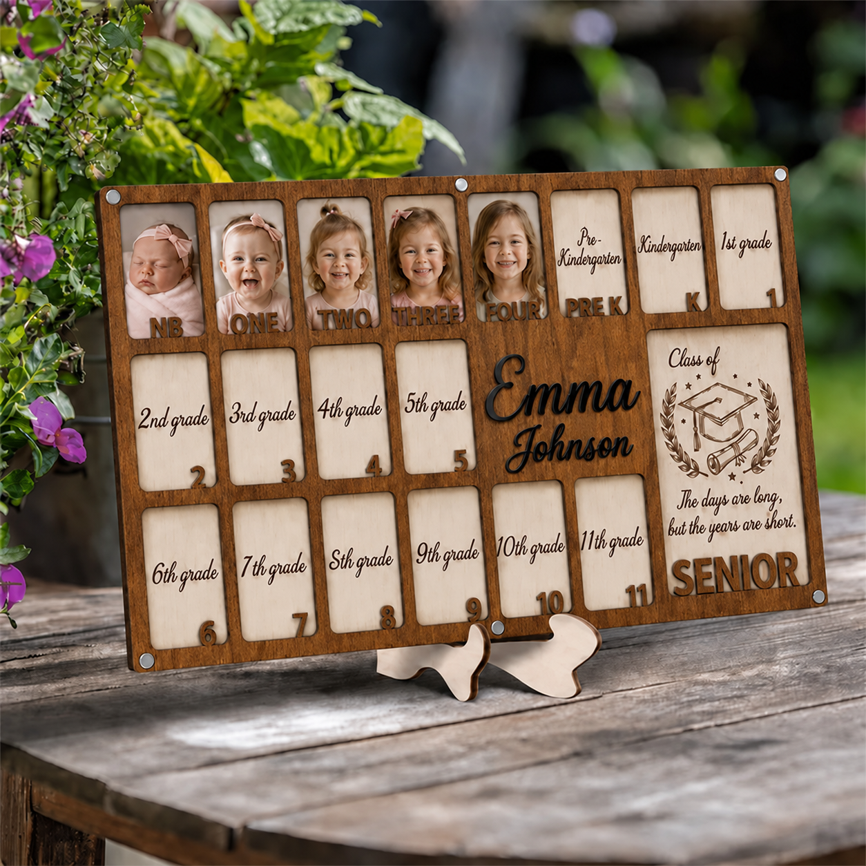 🎓Custom School Years Photo Frame  |  Personalized Wooden K-12 Photo Board