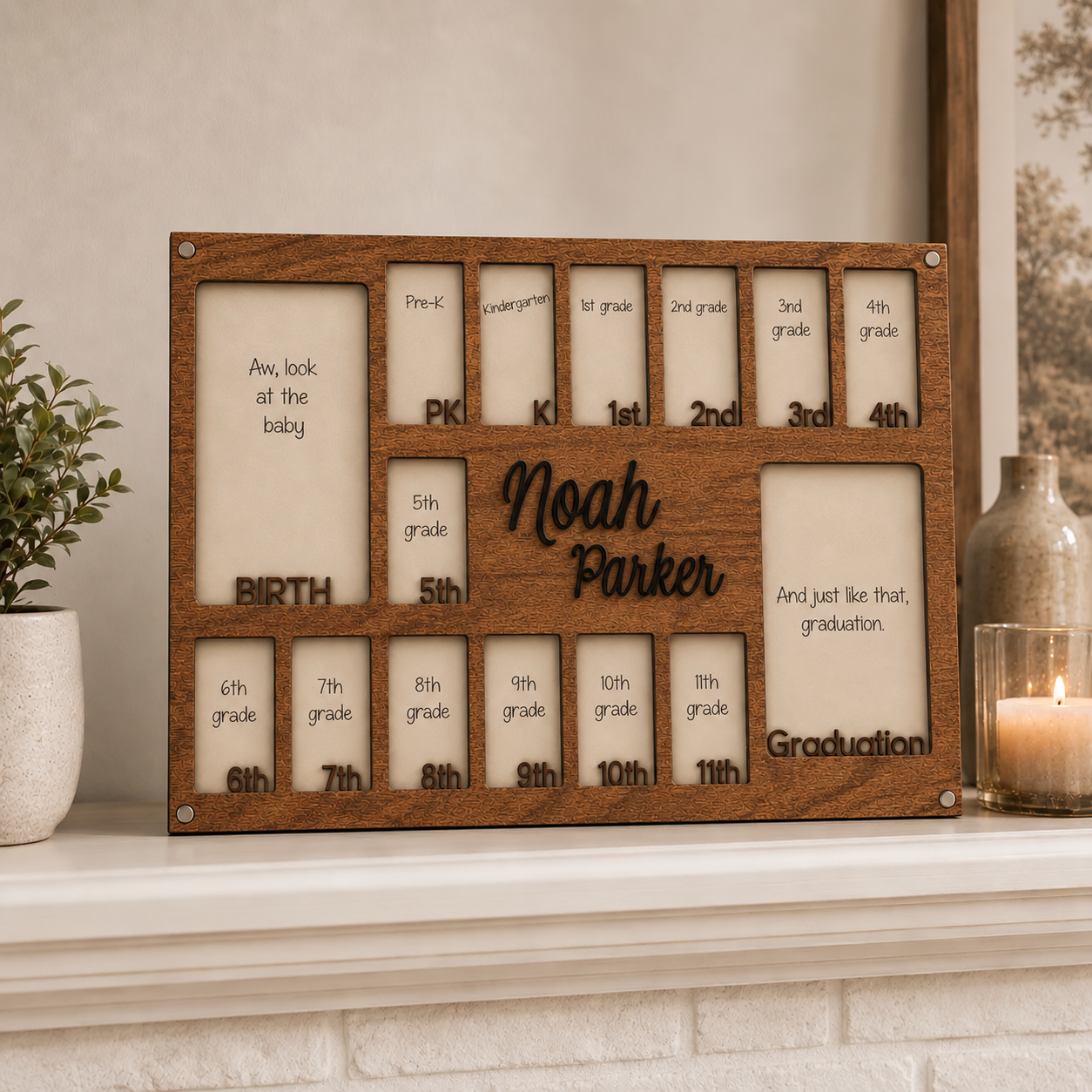 🎓Personalized School Years Photo Frame  |  Birth to Graduation Memory Display with Custom Name
