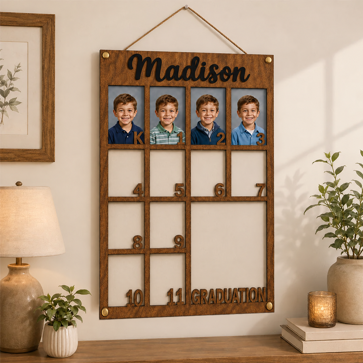 🎓 Personalized School Years Photo Frame  | Kindergarten to Graduation Wall Display