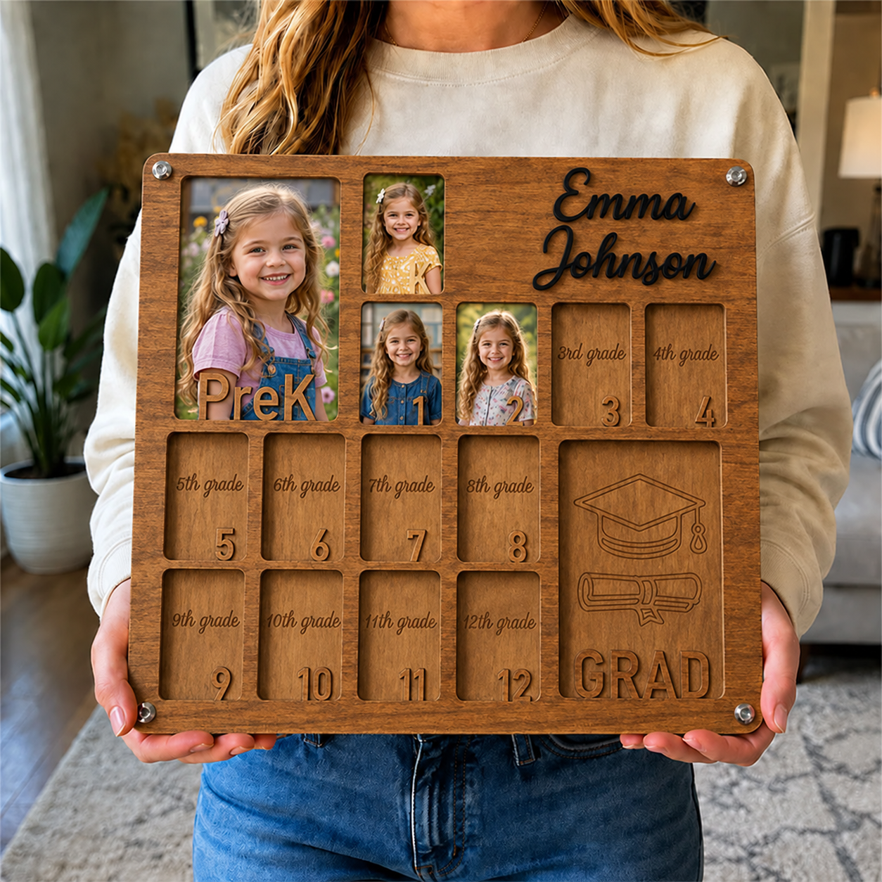 🎓 Personalized School Years Photo Frame  |  Pre-K to Graduation Picture Display