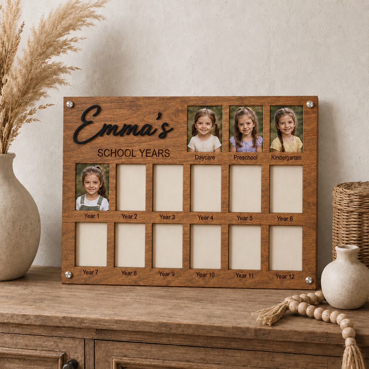 Personalized School Years Photo Frame  | Newborn to 12th Grade Memory Keepsake