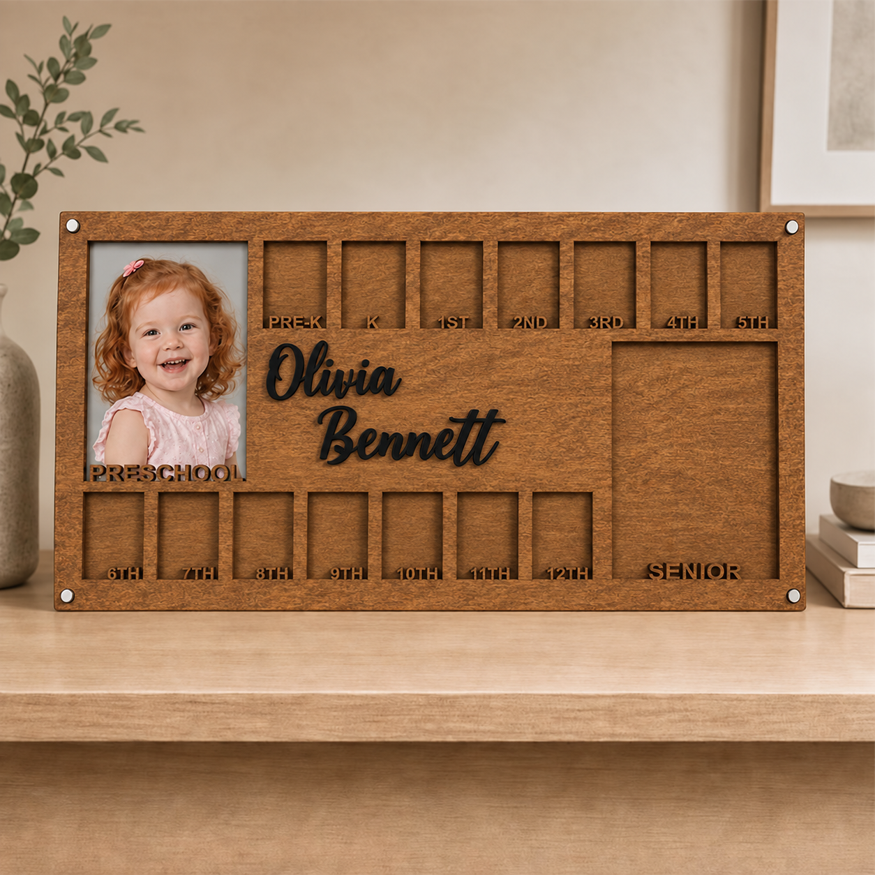 🛍️Personalized School Years Photo Frame | Preschool to Senior Graduation Wooden Keepsake