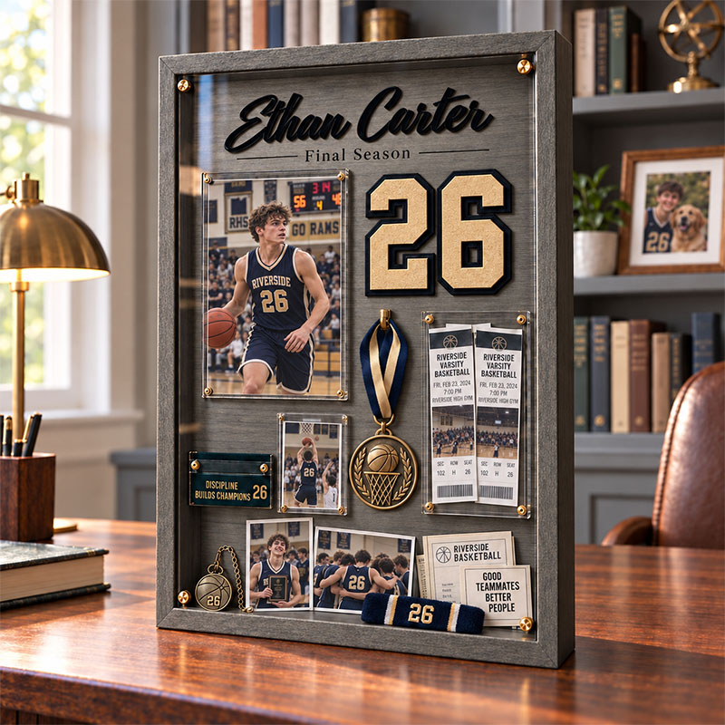 ❤️Personalized Senior Football Shadow Box | Custom Jersey Number & Final Season Memory Frame