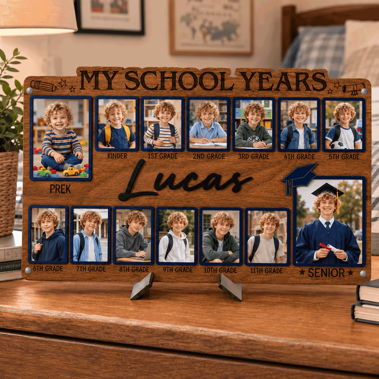🎒Personalized School Years Photo Frame  |  Watch Them Grow from Pre-K to Senior