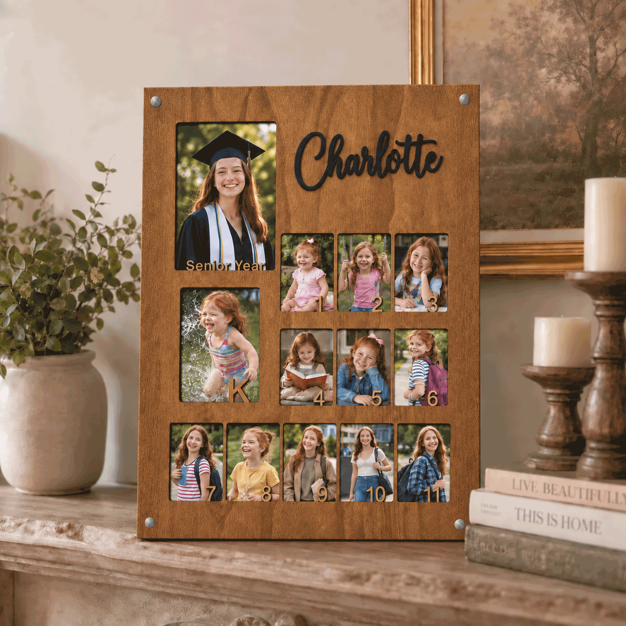 🎓 Personalized K–12 School Years Photo Frame  | Custom Name & Graduation Year  Picture Collage
