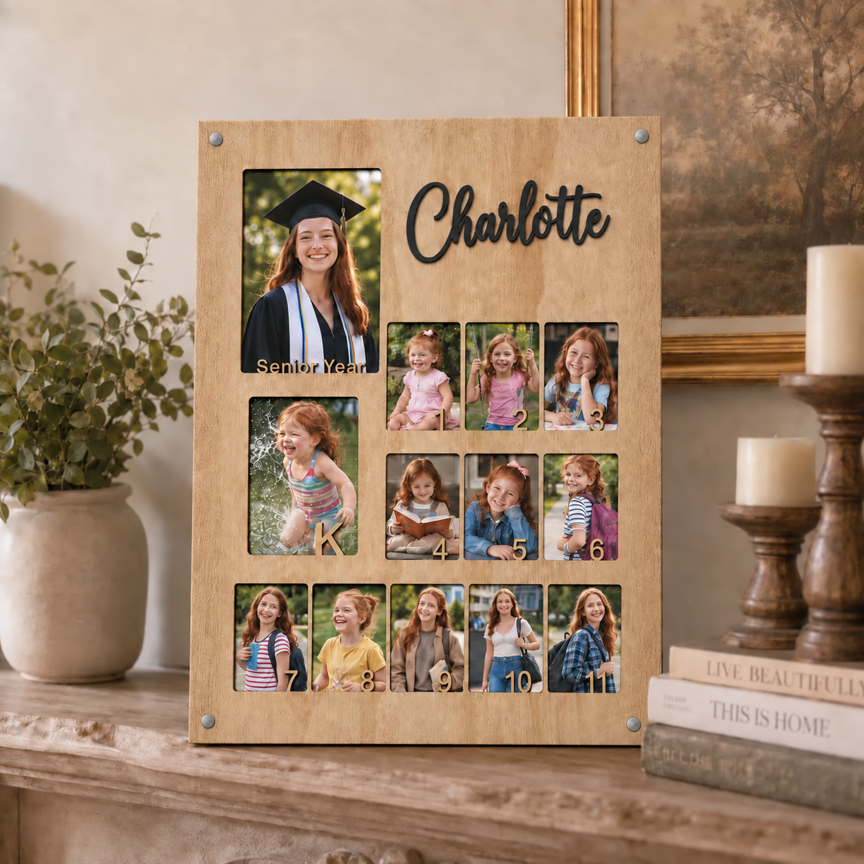 🎓 Personalized K–12 School Years Photo Frame  | Custom Name & Graduation Year  Picture Collage