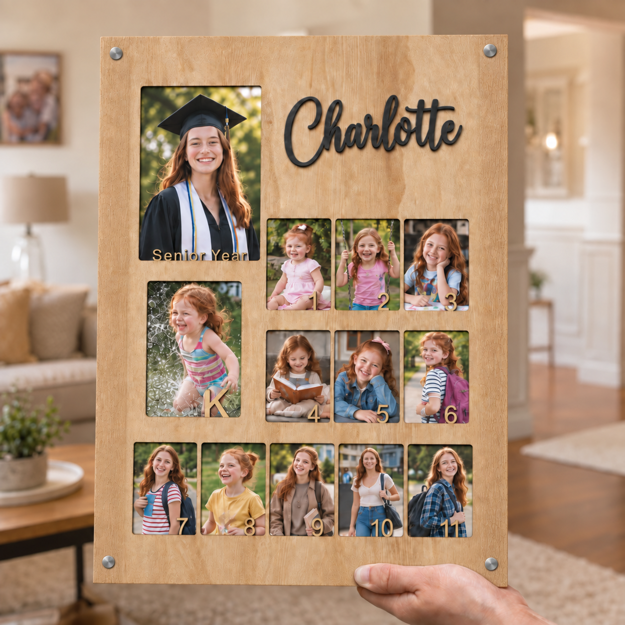🎓 Personalized K–12 School Years Photo Frame  | Custom Name & Graduation Year  Picture Collage