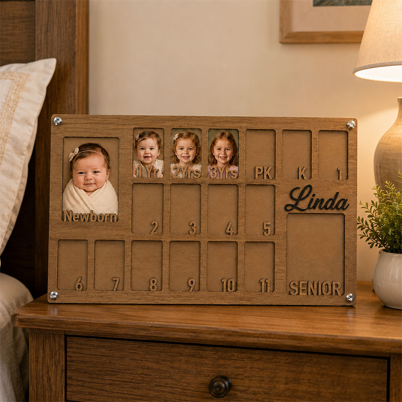 🧸Personalized Baby-to-Senior School Years Photo Frame | Newborn to Graduation Memory Keepsake