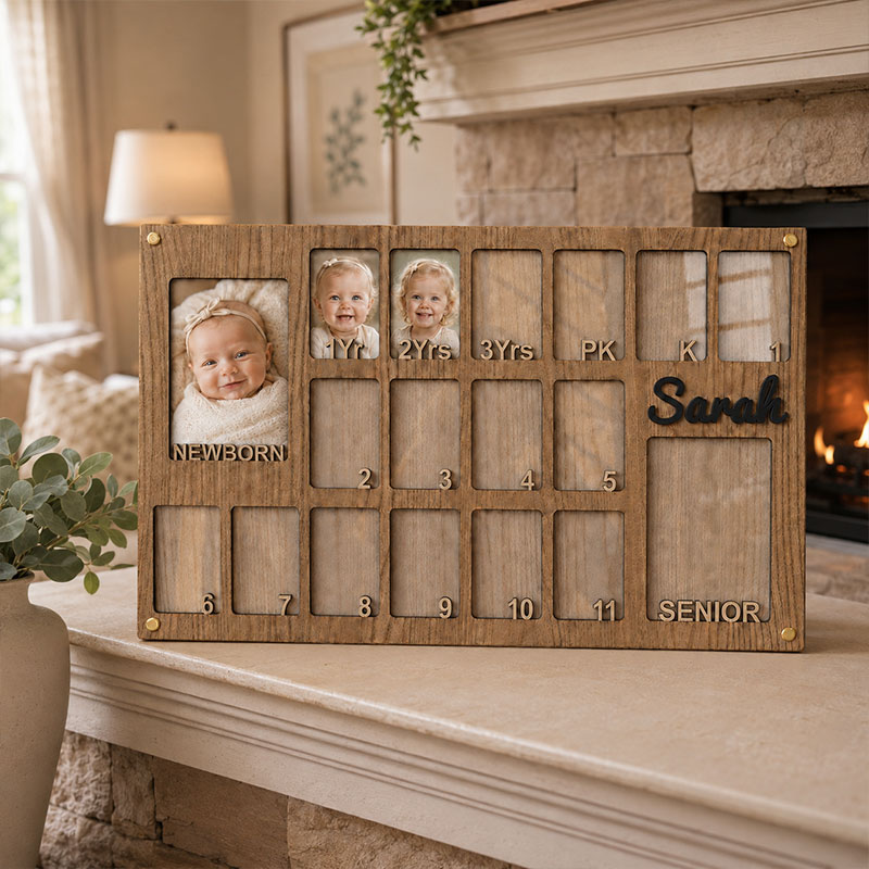 🎓 Personalized Baby to Graduation Photo Frame  | Newborn to Senior Year School Memory Keepsake