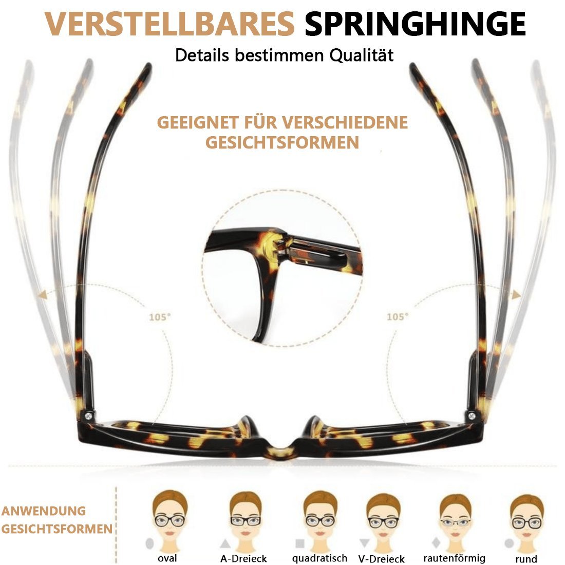 👓3er-Pack Schildpatt-Lesebrillen – Blaulichtblockierende, übergroße quadratische Lesebrillen