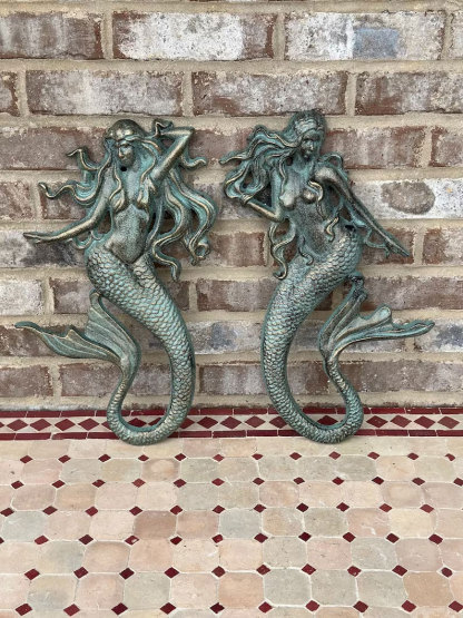 Cast Iron Nautical Mermaid Plaque Wall Hanging Rustic