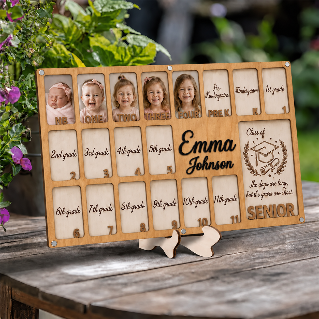 🎓Custom School Years Photo Frame  |  Personalized Wooden K-12 Photo Board