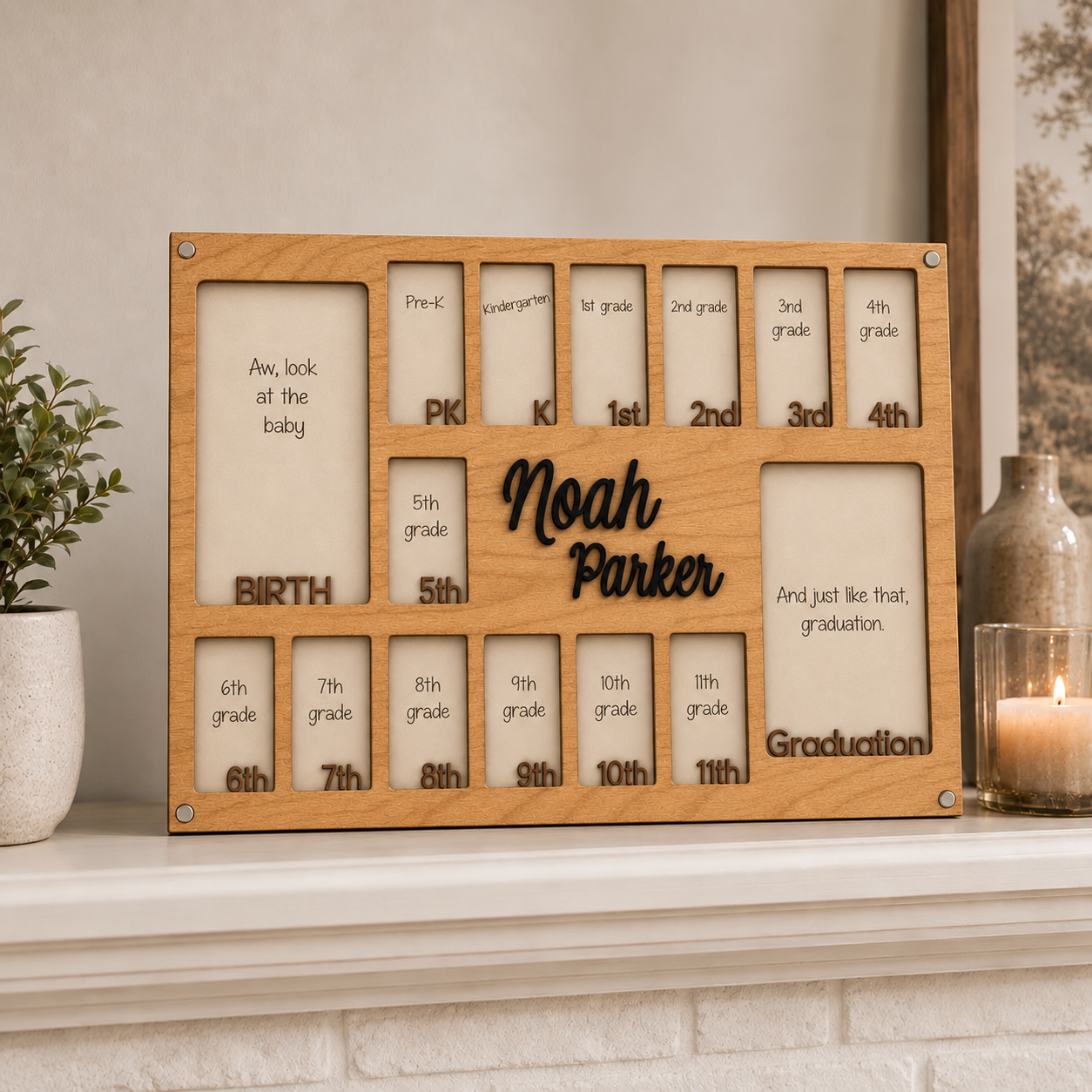 🎓Personalized School Years Photo Frame  |  Birth to Graduation Memory Display with Custom Name
