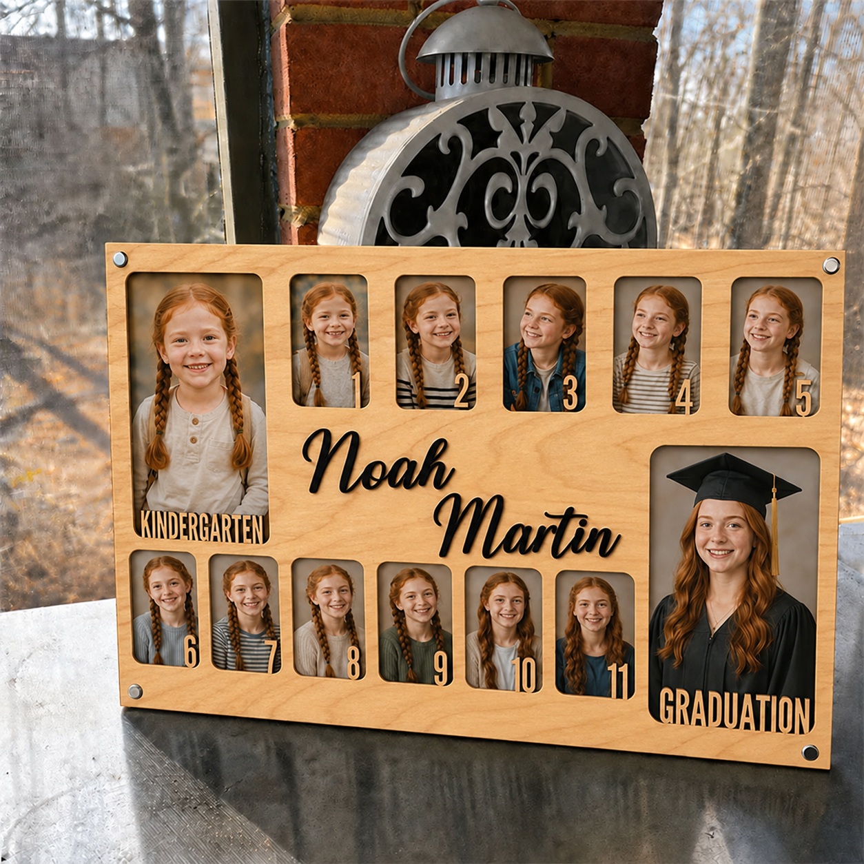 📚 Personalized School Years Photo Frame  |  Custom Name Wooden Childhood Keepsake
