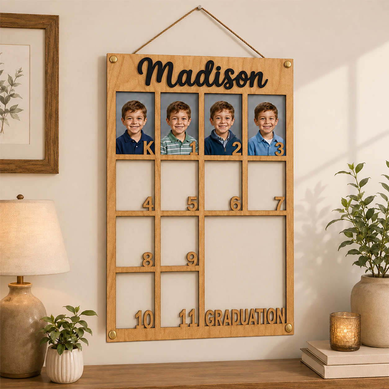 🎓 Personalized School Years Photo Frame  | Kindergarten to Graduation Wall Display
