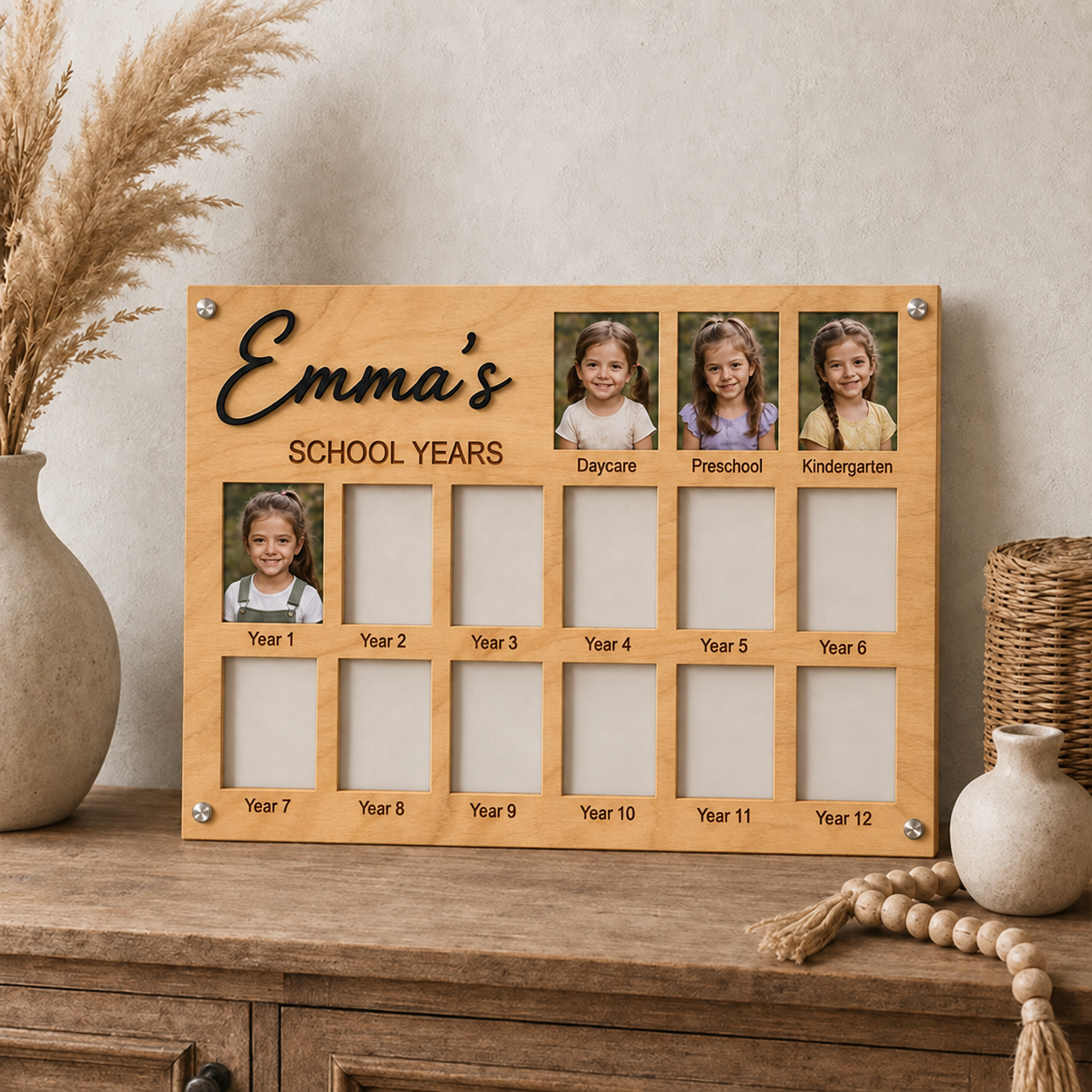 Personalized School Years Photo Frame  | Newborn to 12th Grade Memory Keepsake