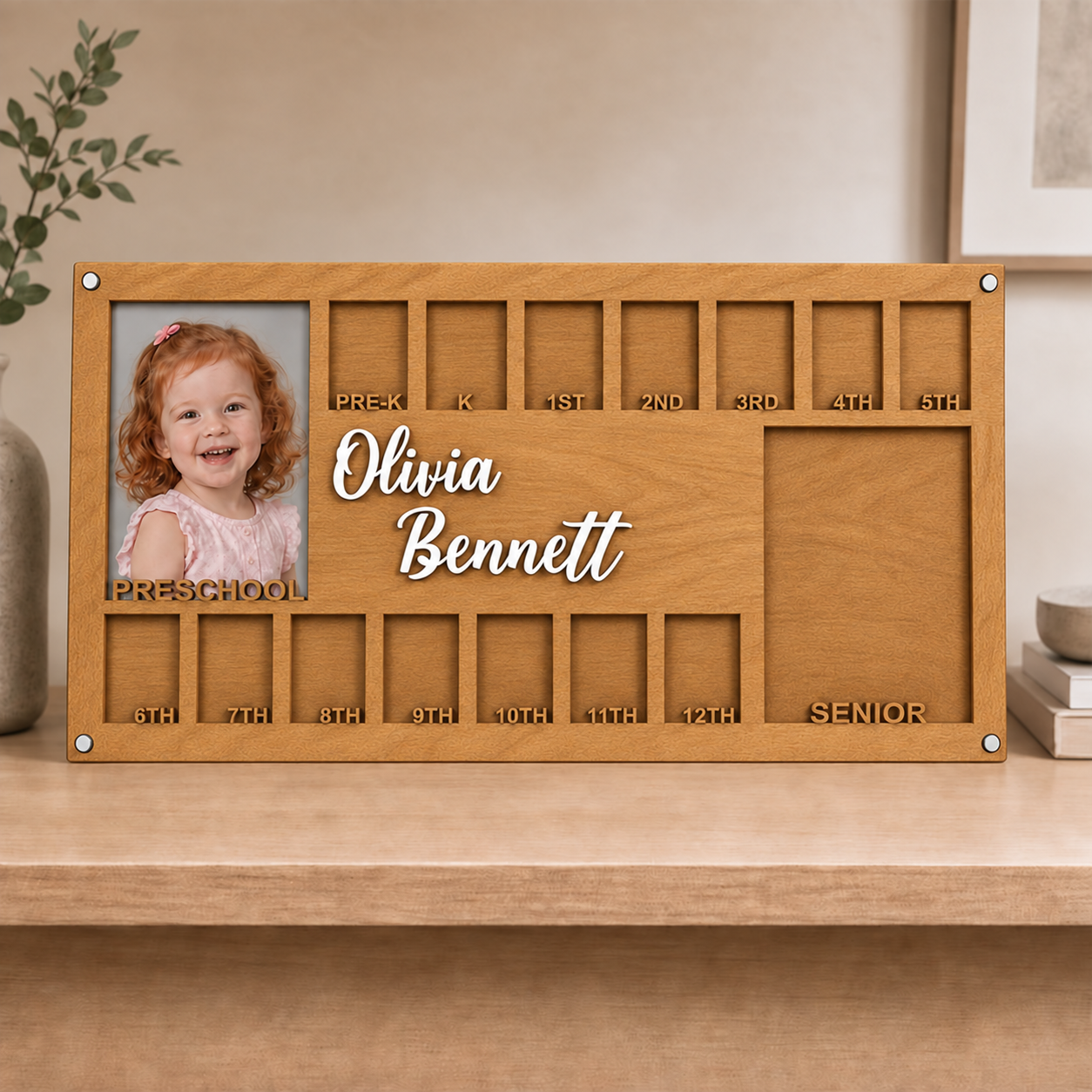 🛍️Personalized School Years Photo Frame | Preschool to Senior Graduation Wooden Keepsake