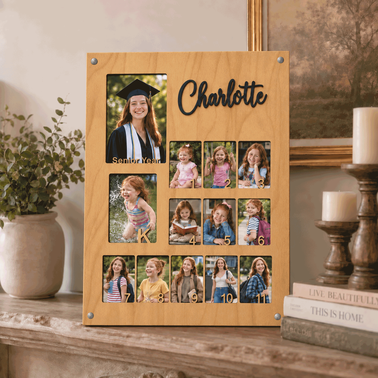 🎓 Personalized K–12 School Years Photo Frame  | Custom Name & Graduation Year  Picture Collage